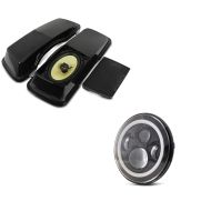 Set: Seitenkoffer-Deckel mit Lautsprecher für Harley Street Glide 06-13 Craftride + LED Scheinwerfer 7" für Harley Davidson Street Glide / Special DRL Craftride schwarz_1