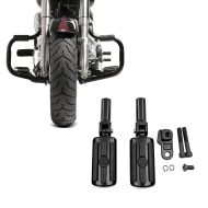 Set: Sturzbügel für Harley Davidson Softail Slim 2012-2117 Craftride Mustache schwarz + Sozius Fussrasten Set für Harley Davidson Softail Slim 12-17 mit Fussrastenhalter Craftride S-D1_1