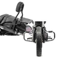 Set: Sissybar Harley Davidson Dyna Fat Bob 10-17 Craftride Fast Driver-M inkl. Gepäckträger schwarz + Sturzbügel für Harley Davidson Dyna Fat Bob 08-17 Craftride Mustache chrom_1