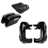 Set: Seitenkoffer für Harley Davidson Road King 94-13 mit Innentaschen schwarz + Beinschild für Harley Davidson Road King 94-13 Craftride belüftet schwarz_1