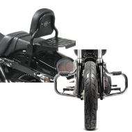 Set: Sissy Bar CSS Fix für Harley Dyna Fat Bob 10-17 mit Gepäckträger schwarz Craftride + Sturzbügel für Harley Davidson Dyna Fat Bob 08-17 Craftride Mustache chrom_1