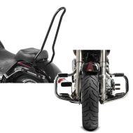 Set: Sissybar für Harley Davidson Fat Boy 00-17 Tampa schwarz Craftride + Sturzbügel für Harley Davidson Fat Boy 2000-2017 Craftride Mustache chrom_1