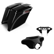 Set: Seitenkoffer Stretched für Harley Street Glide (FLHX) 06-13 Lautsprecher Latch Black Craftride + Batwing Verkleidung für Harley Davidson Street Glide 06-13 Craftride Innen und Aussen schwarz_1
