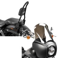 Set: Sissybar für Harley Davidson Street Bob 09-17/LR Craftride Fast Rider-M schwarz + Frontverkleidung für Harley Dyna Street Bob 06-17 Craftride MG5 mit Scheibe schwarz-matt rauchgrau_1