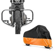 Set: Sturzbügel für Harley Davidson Softail 18-21 Motor-Schutzbügel HB4 chrom Craftride + Abdeckplane Harley Softail Street Bob / Fat Bob / 114 Craftride XXL in schwarz-orange_1