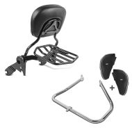 Set: Sissybar Harley Street Glide (FLHX) 09-21 Craftride Fast Driver-L Flex inkl. Gepäckträger schwarz + Sturzbügel Set für Harley Davidson Street Glide 09-21 mit Spritzschutz Craftride S-Y3_1