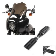 Set: Lampenmaske MG5 für Harley Softail Street Bob 18-20 Lampen Verkleidung rauchgrau Craftride + Fahrer Fussrasten für Harley Davidson Softail Street Bob 18-21 Craftride ST9 schwarz_1