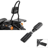 Set: Sissybar Harley Davidson Softail 18-21 Craftride Fast Rider-M inkl. Gepäckträger schwarz + Fahrer Fussrasten für Harley Davidson Softail Street Bob 18-21 Craftride ST9 schwarz_1