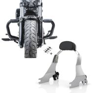 Set: Sturzbügel Mustache II für Harley Davidson Sportster 1200 Custom 04-20 Schutzbügel schwarz Craftride + Sissy Bar S1 für Harley Davidson Sportster 1200 Custom 04-20 abnehmbar mit Docking Kit chrom Craftride_1