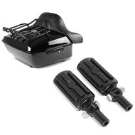 Set: Topcase King NHB für Harley Fat Boy / 114 schwarz Craftride + Sozius Fussrasten Set mit Halter für Harley Fat Boy 00-17 BL1 schwarz Craftride_1