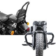 Set: Sissybar Harley Sportster Forty-Eight 48 10-20 Craftride Fast Rider-M schwarz + Sturzbügel Mustache II für Harley Davidson Sportster Forty-Eight 48 10-20 Schutzbügel schwarz Craftride_1