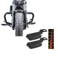 Set: Sturzbügel Mustache II für Harley Davidson Sportster 1200 Iron 18-20 Schutzbügel schwarz Craftride + Lenkerblinker für Harley Davidson Sportster 1200 Iron / Low Lauflicht Blinker LED Lumitecs TS4 getönt_1