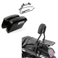 Set: Seitenkoffer Set für Harley Dyna Fat Bob 08-17 DY1 Craftride + Sissybar Harley Davidson Dyna Fat Bob 10-17 Craftride Fast Driver-M inkl. Gepäckträger schwarz_1