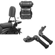 Set: Sissybar CL + Hecktasche LX für Indian Scout / Sixty 15-21 mit Gepäckträger Craftride + Sozius Fussrasten Set mit Halter für Indian Scout, Sixty, Bobber 15-19 Craftride_1