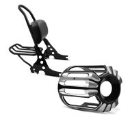 Set: Sissybar Harley Davidson Sportster Forty-Eight 48 10-20 Craftride Fast Rider-M inkl. Gepäckträger schwarz + Ölfilter Abdeckung für Harley Davidson Sportster Forty-Eight 48 10-20 Craftride HF1_1
