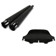 Set: Auspuff Schalldämpfer TP1 für Harley Davidson Electra Glide Ultra Classic 95-16 schwarz Craftride + Windschild Wave 8" für Harley-Davidson Electra-Street Glide 96-13 schwarz Craftride_1