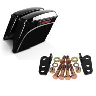 Set: Seitenkoffer Stretched für Harley Davidson Road King (FLHR/I) 94-13 Black Latch Craftride + Tieferlegungskit 1"-2" für Harley Road King 02-16 Tieferlegung Craftride_1