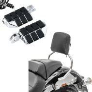 Set: Sissybar für Harley Davidson Sport Glide 18-21 Abnehmbar R1 chrom Craftride + Fahrer Fussrasten für Harley Davidson Softail 18-21 Craftride ST12 chrom_1