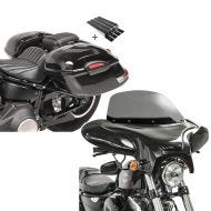 Set: Seitenkoffer Set Yamaha XVS 1300 A Midnight Star Craftride Delaware 33Ltr inkl Haltesatz schwarz + Batwing Verkleidung für Yamaha XVS 1300 A Midnight Star Craftride mit Windschild rauchgrau_1