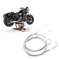 Set: Hebebühne Harley Davidson Heritage Softail Classic / 114 ConStands Mid-Lift L in orange + Gaszug für Harley Heritage Softail Classic 96-10 Edelstahl/Nylon Craftride_1