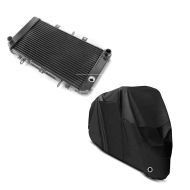 Set: Wasserkühler für Kawasaki Z 750 04-06 Radiator Kühler + Abdeckplane Kawasaki Z 800 / e / 750 / R / S  ZR-7 / S Craftride XL in schwarz_1