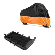 Set: Wasserkühler für Honda CB 1300 03-09 Radiator Kühler + Abdeckplane Honda Africa Twin CRF 1000 L - CB 1300 / S Craftride XXL in schwarz-orange_1