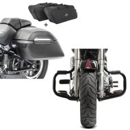 Set: Set Seitenkoffer + Innentaschen für Harley Fat Boy Special/ Lo Craftride K3 + Sturzbügel für Harley Davidson Fat Boy Special 2010-2017 Craftride Mustache schwarz_1