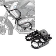 Set: Engine Guard Set L2 compatible with BMW R 1200 GS 08-12 upper and lower part crash bars + Footpegs compatible with BMW R 1200 GS Xdure FF6 Aluminium 2.24 inch black