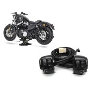 Set: Motorbike Scissor Lift ConStands Mini-Lift Moto Jack 1100 lbs in black + Handlebar Control Switch compatible with Harley Davidson Dyna Sportster Softail V-Rod 96-13 black Craftride