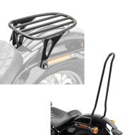 Set: Rear rack fits for Harley Davidson Softail Street Bob 18-24 Solo rack Craftride GS3 black + Sissy bar fits for harley Davidson Softail Street Bob 18-22 Tampa XL black Craftride