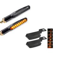 Set: Sequential LED indicators motorcycle Lumitecs KP6 Turn signals 2 pieces + Handlebar indicators LED Lumitecs TS4 sequential turn signals universal tinted