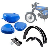 Tank / Petrol Tank compatible with Simson S51 / S70 with side cover blue + fender fender + mud flap fender