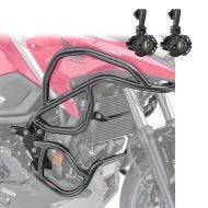 Set Engine Guard + Auxiliary lights compatible with Honda NC 750 X 21-24 crash bar Motoguard black