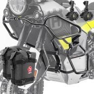 Set Engine Guard + Auxiliary lights compatible with Husqvarna Norden 901 21-24 crash bar + bag Motoguard black