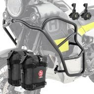 Set Crash bars + Auxiliary lights + bags fit for Husqvarna Norden 901 21-24 Motoguard KT13 black