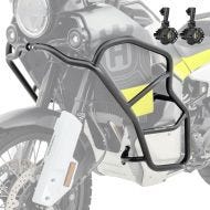 Set Crash bar + Auxiliary lights fit for Husqvarna Norden 901 21-24 fog lights Motoguard KT13 black