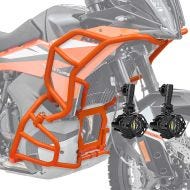 Set Crash Bars + Auxiliary lights fits for KTM 790 / 890 Adventure / R 23-24 Fog lights Motoguard SH26 orange