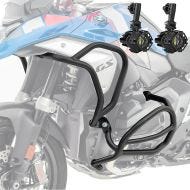 Set Crash Bars + Auxiliary lights fits for BMW R 1300 GS 23-24 Fog lights Motoguard black SG43