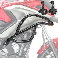 Set Upper Crash bar + Auxiliary lights L fit for Honda NC 750 X / 700 X 12-20 fog lights Motoguard