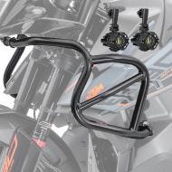 Set Upper Crash bar + Auxiliary lights fit for KTM 890 Adventure / R 21-22 fog lights Motoguard CLM black