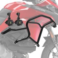 Set Upper Crash bar + Auxiliary lights fit for Ducati Multistrada V2 / S 22-24 fog lights Motoguard HG48 black