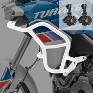 Set Upper Crash bar + Auxiliary lights fit for Aprilia Tuareg 660 22-24 fog lights Motoguard TR2 white
