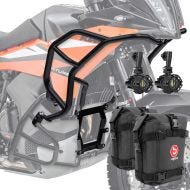 Set Upper Crash bar + Auxiliary lights + bags fit for KTM 790 / 890 Adventure / R 23-24 Motoguard HG18 Black