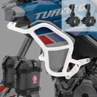 Set Upper Crash bar + Auxiliary lights + bags fit for Aprilia Tuareg 660 22-24 Motoguard TR2 white