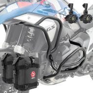 Set Crash bars + Auxiliary lights + bags fit for BMW R 1300 GS 23-24 Motoguard KT19 black
