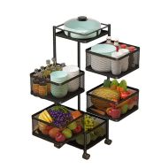 Kitchen trolley on wheels 6 shelves Divit serving trolley storage shelf rotatable RE92 black