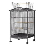 Bird cage with wheels Divit aviary with dirt tray 45 x 45 x 38.19 inch PL9 black