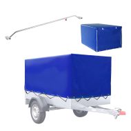 Tarpaulin bracket for flat tarpaulin trailers PF1 44.88 inch + Trailer tarpaulin with rubber belt 210 x 114 x 34.65 inch Vanit 610 g / m² ME98 blue