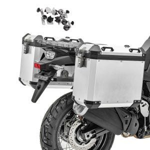 Alukoffer Set für KTM 390 Adventure Aluminium Seitenkoffer Bagtecs GX38 silber_1