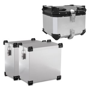 Alu Koffer Set + Topcase für Husqvarna Norden 901 Aluminium Bagtecs NX55 silber_1